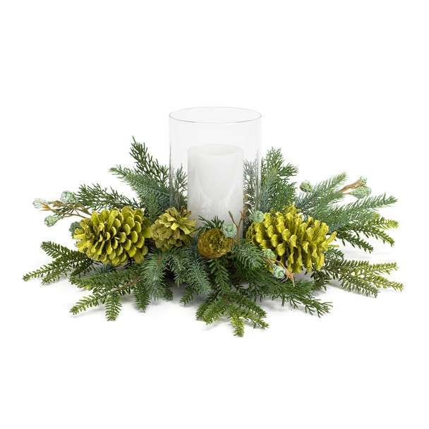 Mixed Pine Candle Holder 18"D x 7.75"H PVC - 83410