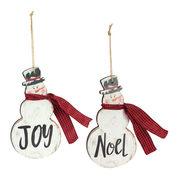 Joy and Noel Snowman Ornament (Set of 6) 7.25"H MDF - 83457