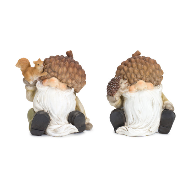 Gnome w/Acorn Hat (Set of 2) 4"H Resin - 83474