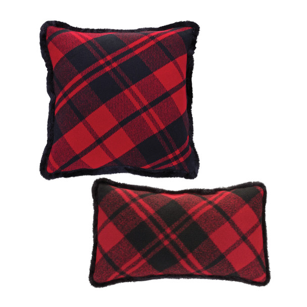 Plaid Pillow (Set of 2) 15"SQ, 20"L x 11.5"H Polyester - 83782