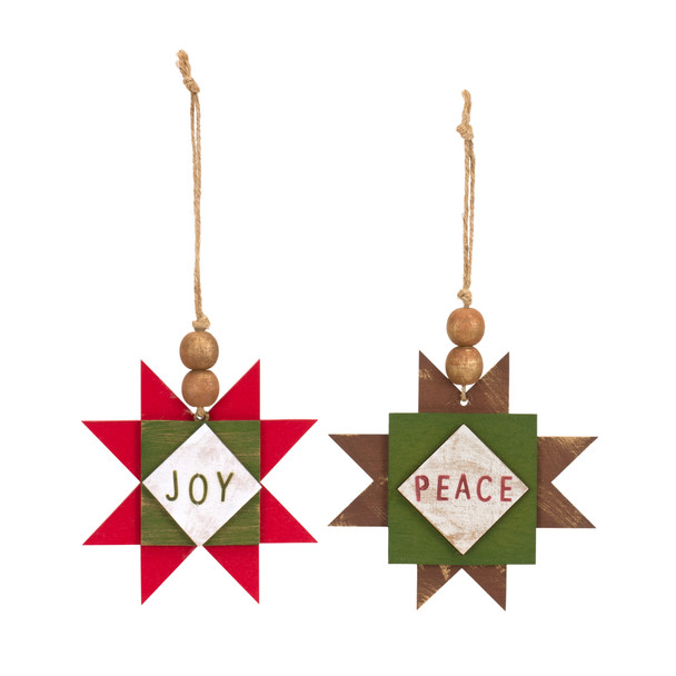 Joy and Peace Star Ornament (Set of 12) 5.5"H MDF - 83919