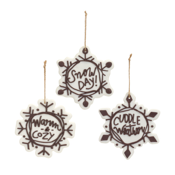 Snowflake Ornament (Set of 12) 4.25"H, 4.5"H, 5"H Plastic - 84035