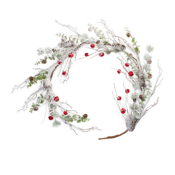 Snow Pine Garland w/Sleigh Bells (Set of 2) 5'L Plastic - 84398