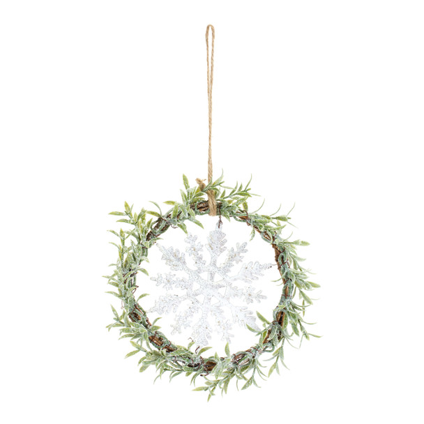 Mini Wreath w/Snowflake (Set of 6) 7.5"D Plastic - 84514