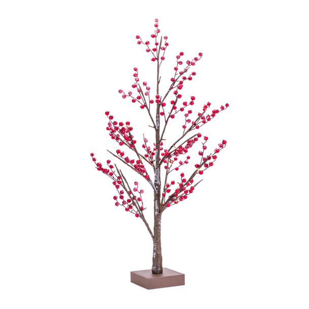 LED and Berry Tree 38"H Paper/Foam 3AA Batteries Not Included 6 Hr Timer - 84541