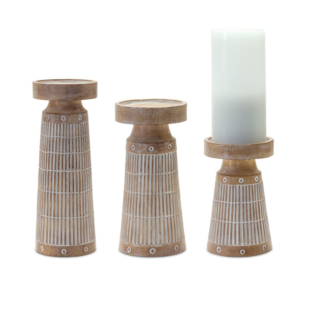 Candle Holder (Set of 3) 6"H, 8"H, 10"H Resin - 85010