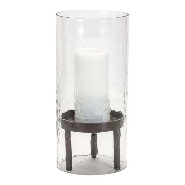 Candle Holder 5.25"D x 13"H Glass/Iron - 85347