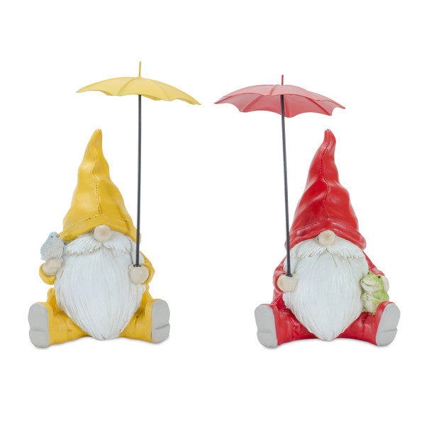 Gnome with Umbrella (Set of 4) 7.25"H Resin - 85493