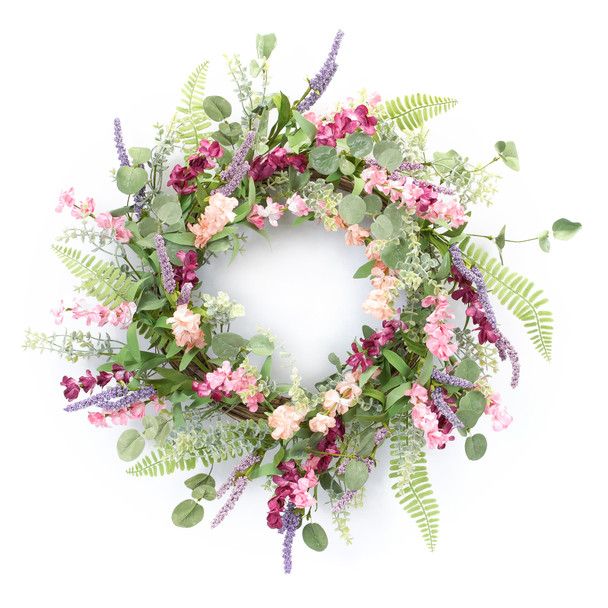 Mixed Floral Wreath 19.5"D Polyester - 85518