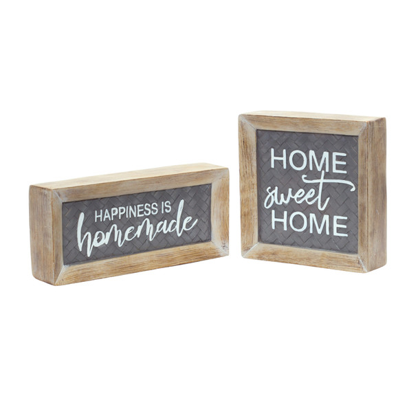 Home Sign (Set of 2) 7.5"L x 3.5"H, 5.25"L x 5.25"H Resin - 85727