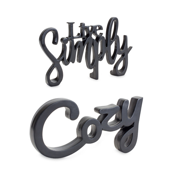 Cozy and Simply Sign (Set of 2) 8.25"L x 5"H, 9.75"L x 5"H Resin - 85728