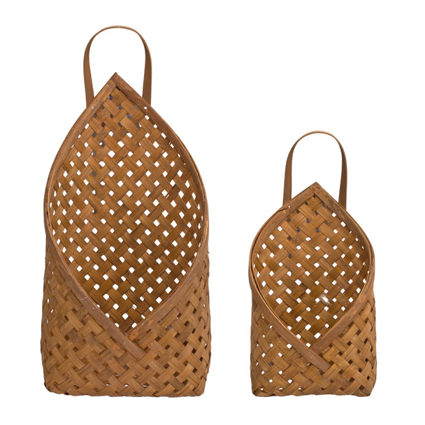 Basket Wall Pocket (Set of 2) 7"L x 12.25"H, 9.25"L x 19"H Bamboo - 85832