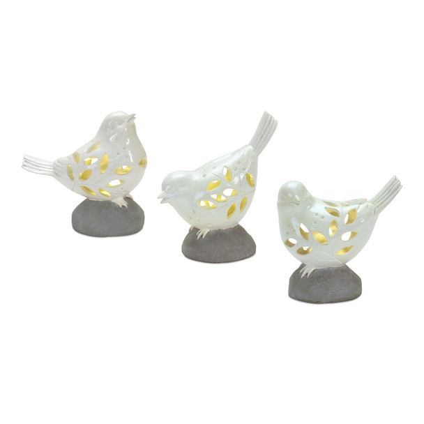 Bird w/Led (Set of 3) 6"H, 6.25"H, 7.25"H Resin 2 AA Battery, Not Included - 85856