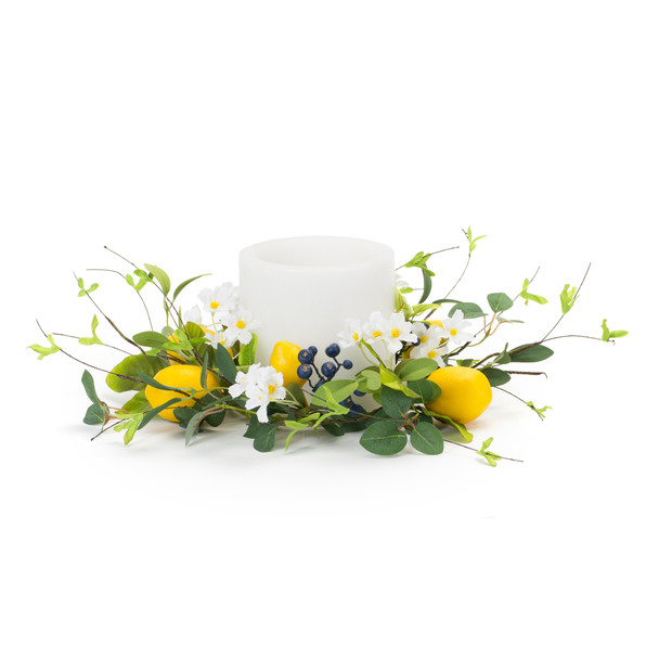 Lemon Candle Ring (Set of 4) 19"D Polyester (Fits a 6" Candle) - 85934