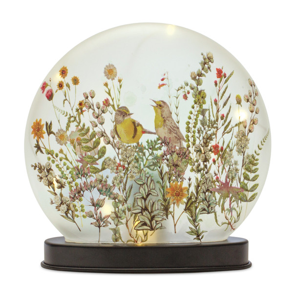 Bird and Floral Globe (Set of 2) 8"H Glass 2AA Batteries, Not Included - 85988