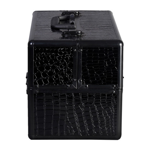 14" x 9" x 10" Aluminum Makeup Case Cosmetic Organizer-Black diamond