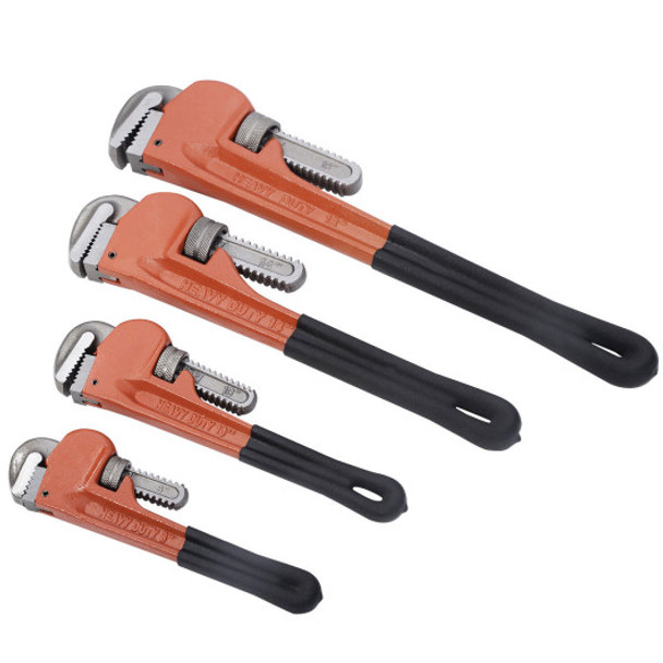 4 Pcs Adjustable 8" 10" 14" 18" Heavy Duty Pipe Wrench Set Monkey Heat Treated