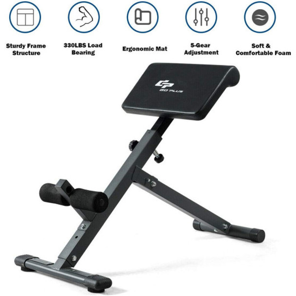 Adjustable Hyperextension Abdominal Exercise Back Bench