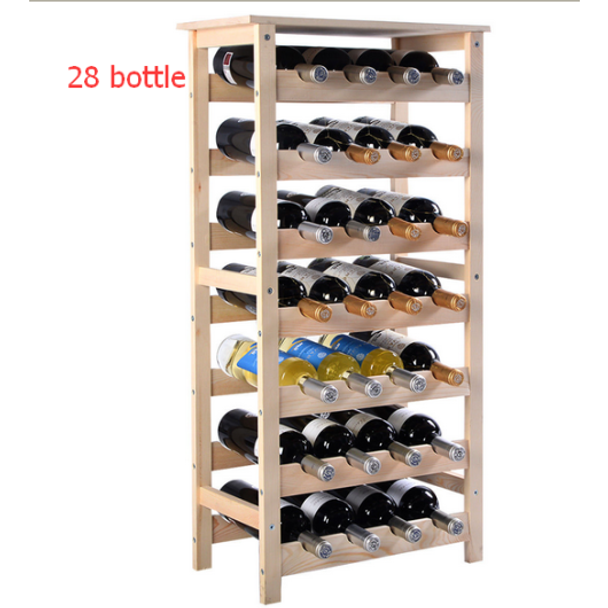 Wooden Wine Holder Bottle Rack for 28 Bottles