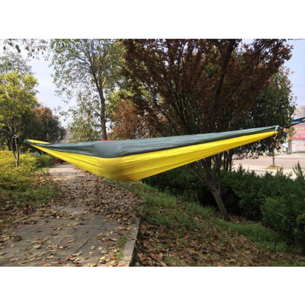 Double Person Hammock Travel Sleep Swing Camping Outdoor Parachute Nylon Fabric-Yellow+Gray