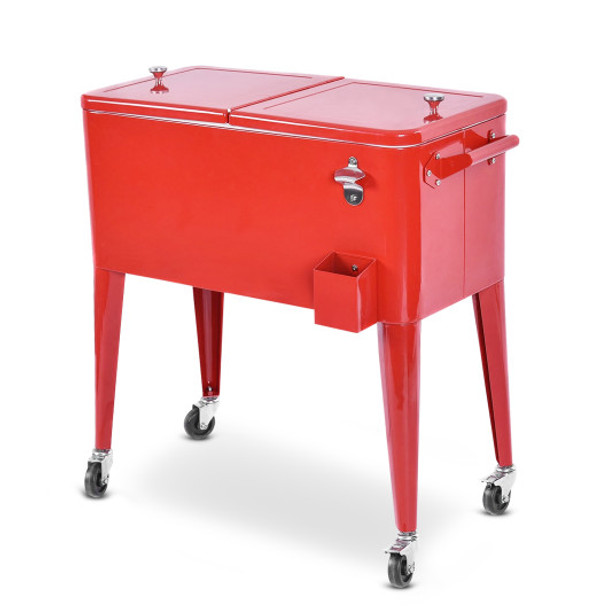 Red Portable Outdoor Patio Cooler Cart