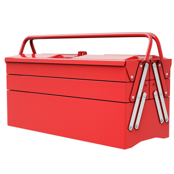 20 Inch Metal Tool Box Portable with 5 Trays Cantilever