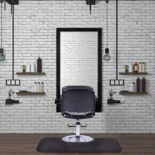 Black Rectangle Barber Salon Floor Mat