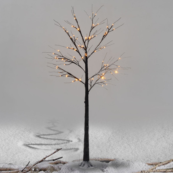 Christmas Xmas Brown Birch Snow Tree LED Light Warm Decorative Festival Party-1.5FT 18LED