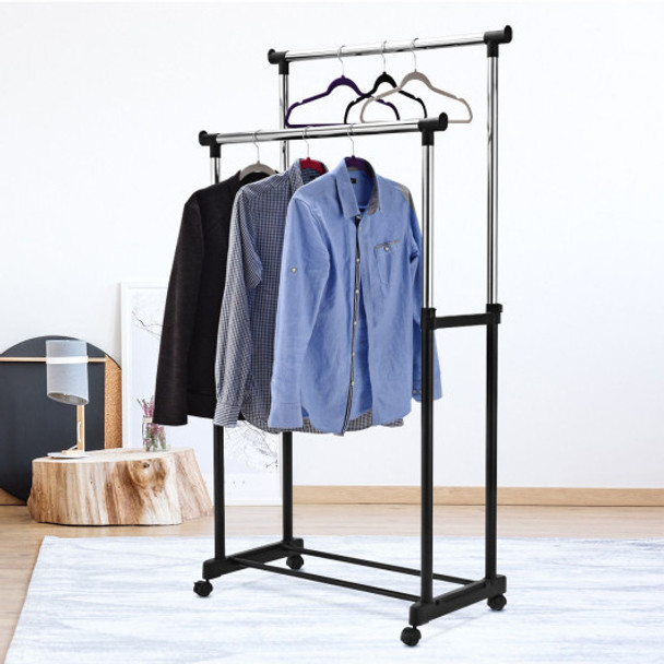 Double Rail Adjustable Garment Rack Clothes Hanger