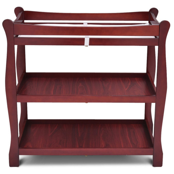 Sleigh Style Baby Changing Table Nursery Diaper Station-Cherry