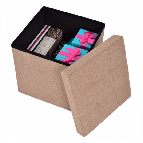 Cube Folding Ottoman Storage Seat - Beige