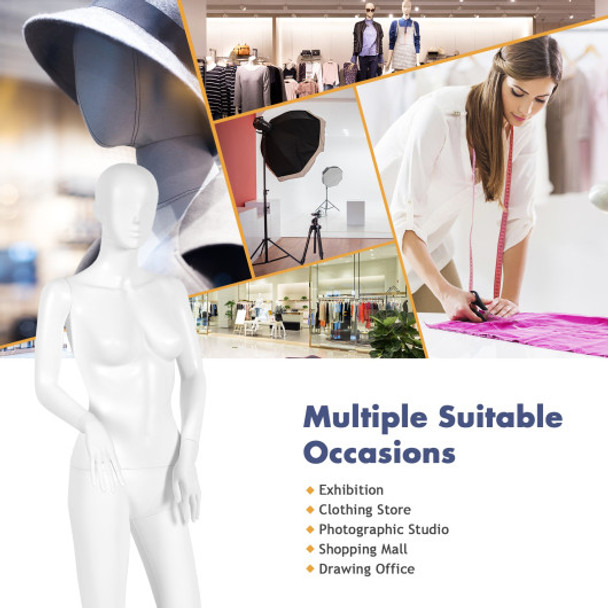 5.8 ft Plastic Female Mannequin Adjustable Detachable Manikin with Metal Stand