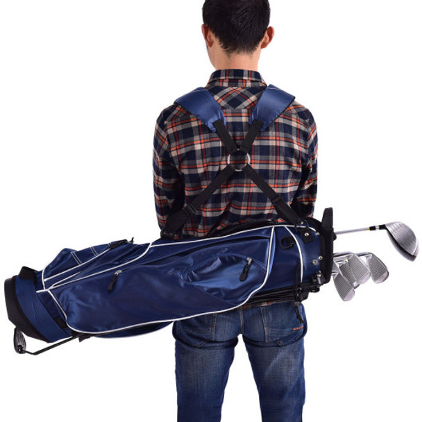 Golf Stand Cart Bag w/ 4 Way Divider Carry Organizer Pockets-Blue