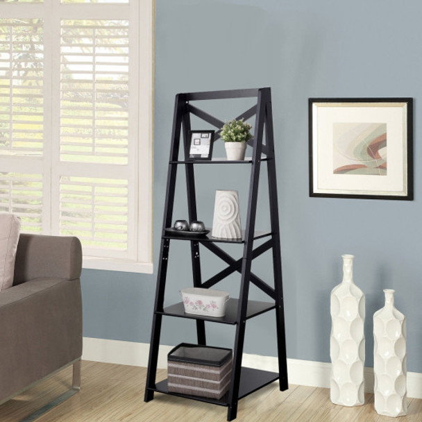 4-Tier Leaning Free Standing Ladder Shelf Bookcase