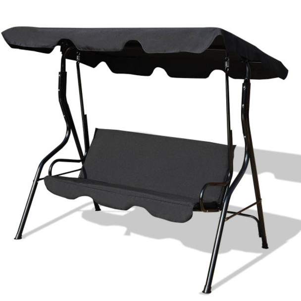 3 Seats Patio Canopy Swing-Black