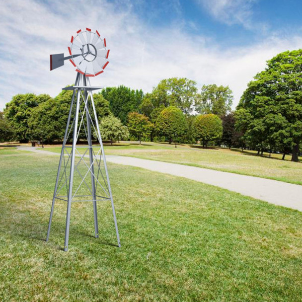 8' Tall Garden Ornamental Windmill-Gray