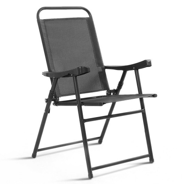 Set of 4 Folding Sling Chairs with Armrest