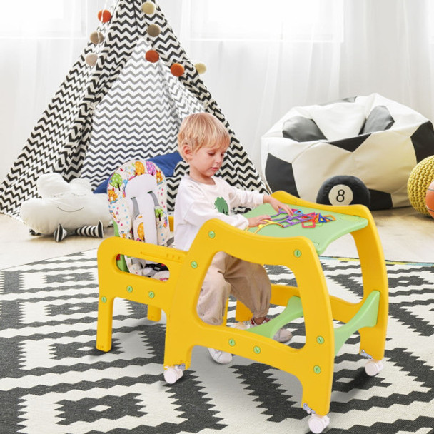 3-in-1 Baby High Chair Convertible Play Table-Yellow