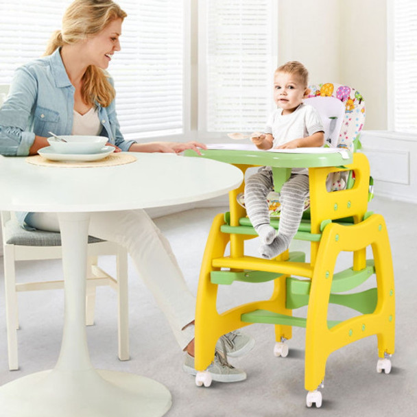 3-in-1 Baby High Chair Convertible Play Table-Yellow