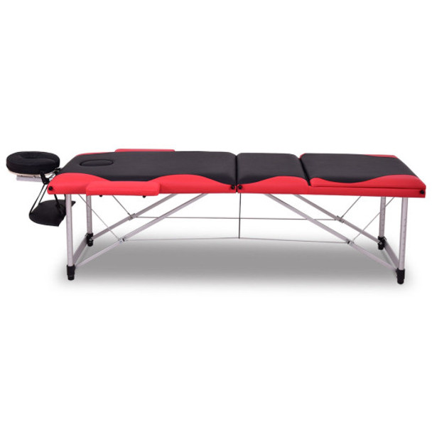 Black&Red 72"L Portable Massage Table w/Free Carry Case-Black