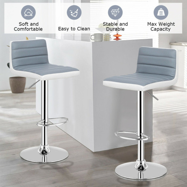 Set of 2 Adjustable Height Barstool with PU Leather