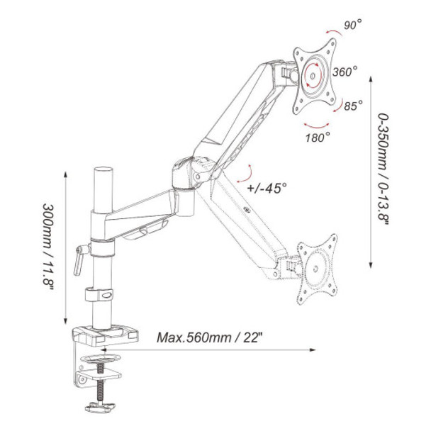 Spring Arm LCD Desk Mount Computer Screen Bracket