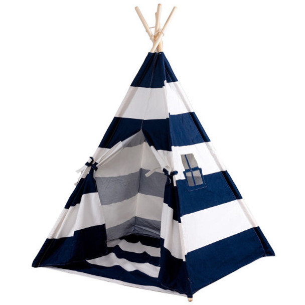 5' White & Blue Portable Indian Children Sleeping Dome Play Tent