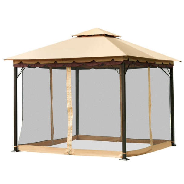 2-Tier 10 x 10 Feet Patio Shelter Awning Steel Gazebo Canopy