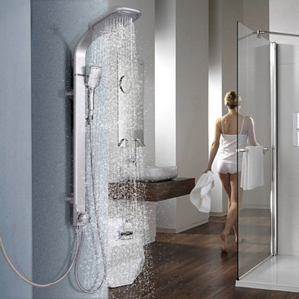 44" Aluminium Alloy Panel Rainfall Shower Column w/ Hand Shower