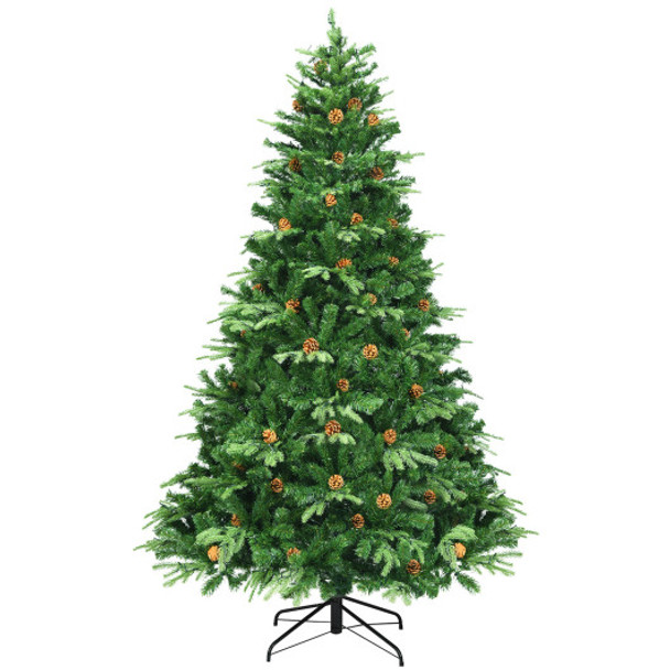 7.5 ft Artificial Christmas Tree with LED Lights and Pine Cones