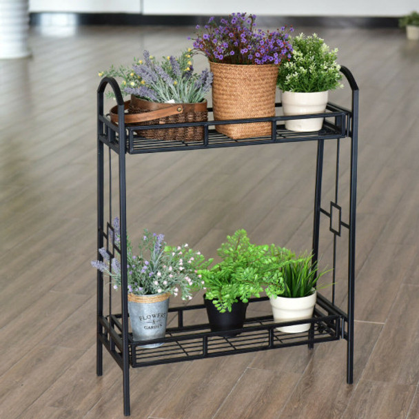 Heavy Duty 2-Tier Metal Flower Plant Stand