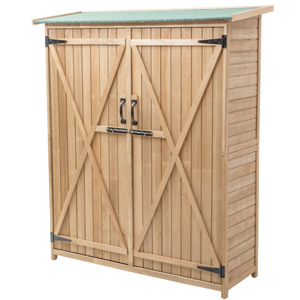 64 Inch Wooden Storage Shed Outdoor Fir Wood Cabinet