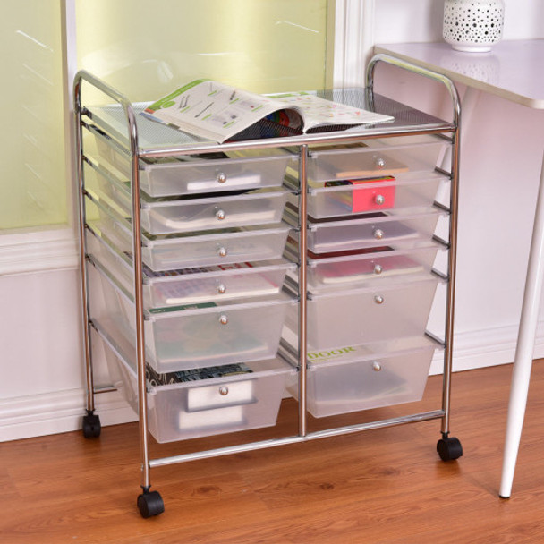 12 Storage Drawer Organizer Bins Rolling Cart