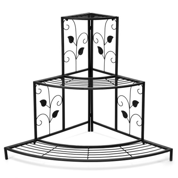 3 Tier Floral Corner Metal Plant Pot Rack